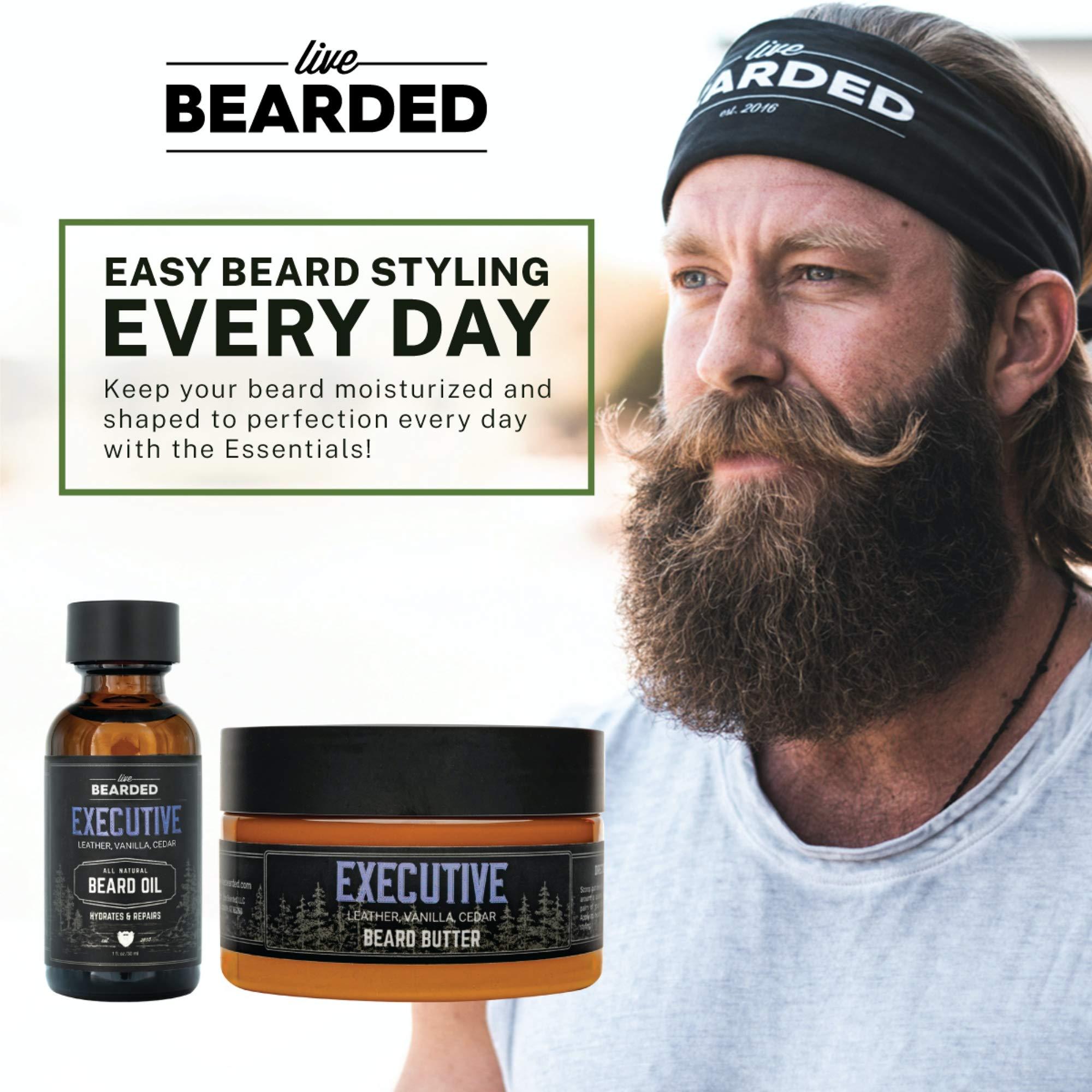 Live Bearded Live Bearded: Beard Oil and Beard Butter Grooming Kit - American - All-Natural Ingredients with Shea Butter, Argan Oil, Jojoba Oil and More - Beard Growth Support - Made in The USA