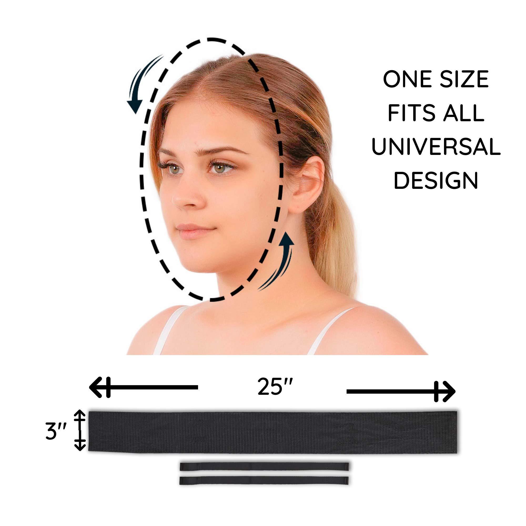ikido Post Surgery Facial Compression Garment Chin Strap Band, Double Chin Face Wrap Tape, Jawline Exerciser, Face Slimmer, Jowl Tightening, Chin Lifting Belt (Black)