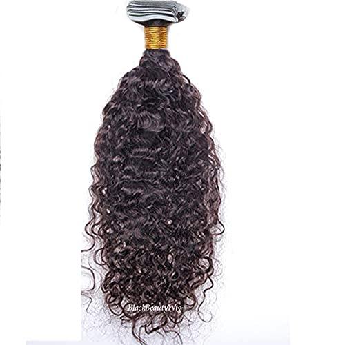 Black Beauty Wig Loose Curly Tape in Human Hair Extension Brazilian Remy Adhesive Tape on Hair Water Wave Skin Weft Tape Hair Extension Natural Black 100g 40pcs (24inch 40Pieces, Natural Black)
