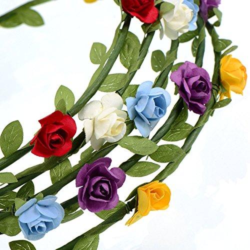 EBOOT eBoot 10 Pieces Multicolor Flower Crown Floral Wreath Headband Floral Garland Headbands for Festival Wedding Party