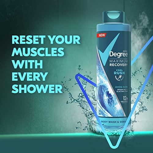 Degree Men Degree Men Maximum Recovery Body Wash & Soak For Post-Workout Recovery Skincare Routine Cool Rush + Epsom Salt + Electrolytes Bath and Body Product 22 oz