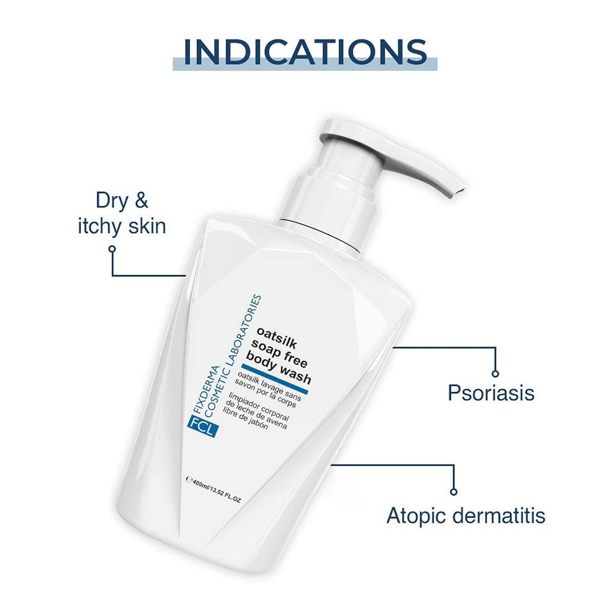 FIXDERMA COSMETIC LABORATORIES FIXDERMA COSMETIC LABORATORIES FCL Oatsilk Soap Free Body Wash with 2.5% Shea Butter for Non Irritation Dryness, Roughness & Itchiness | Body Wash For Psoriasis & Keratosis Pilaris - 13.52 Fl Oz