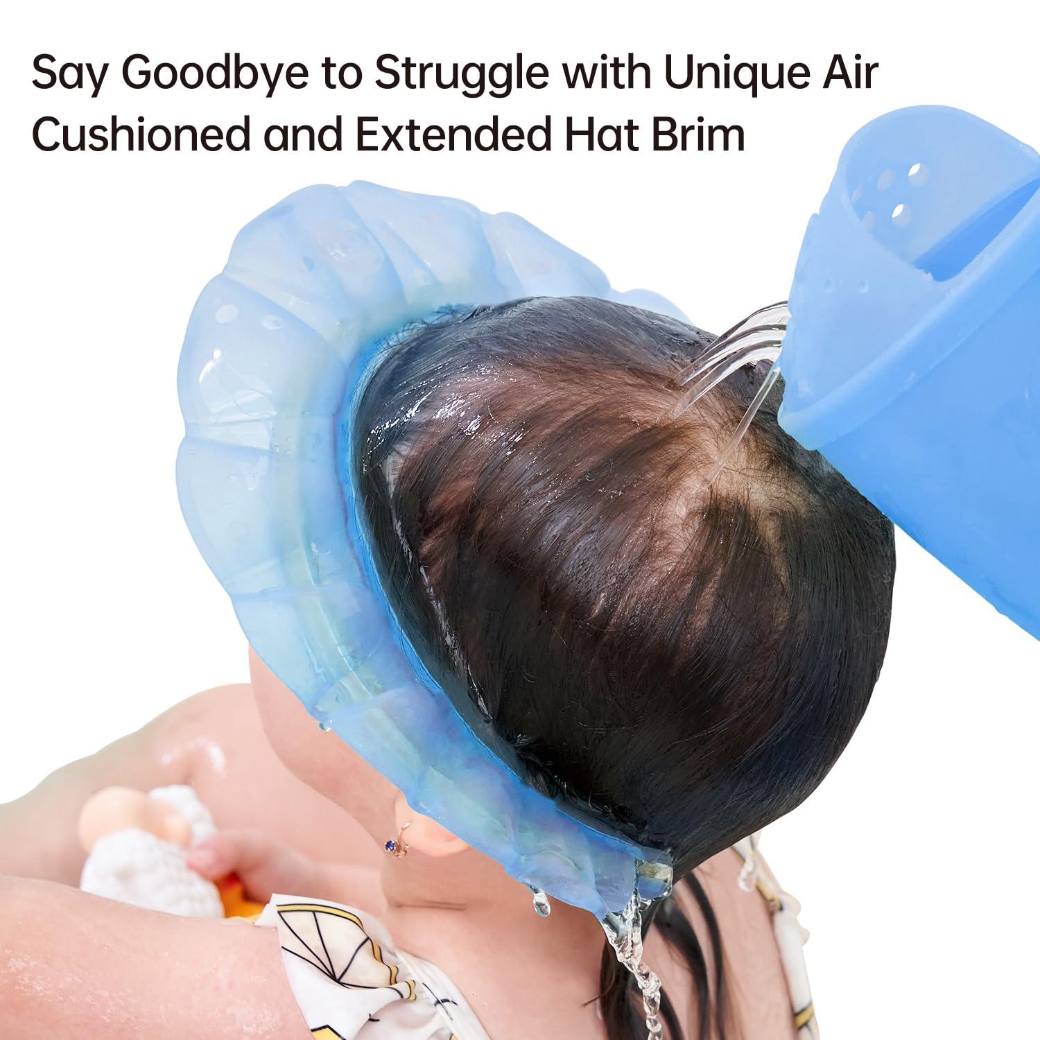 Kair Kair Bath Visor for Babies,Silicone Air Cushioned Shower Cap for kids, Shower Water Guard for Baby bath and Toddler Bath (Blue)