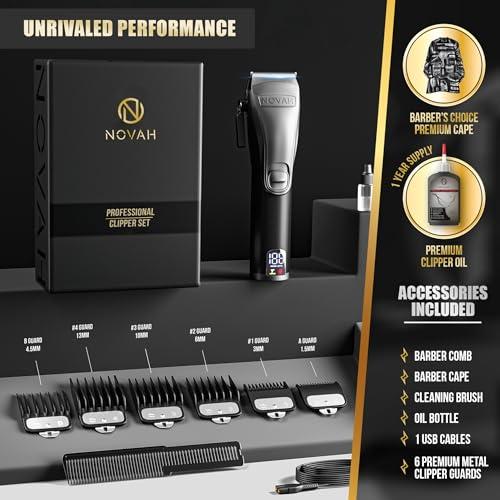 NOVAH Grooming Novah Professional Hair Clippers for Men, Professional Barber Clippers, Electric Mens Cordless Hair Clippers for Barbers Haircut Kit Fade, Maquina de Cortar Cabello