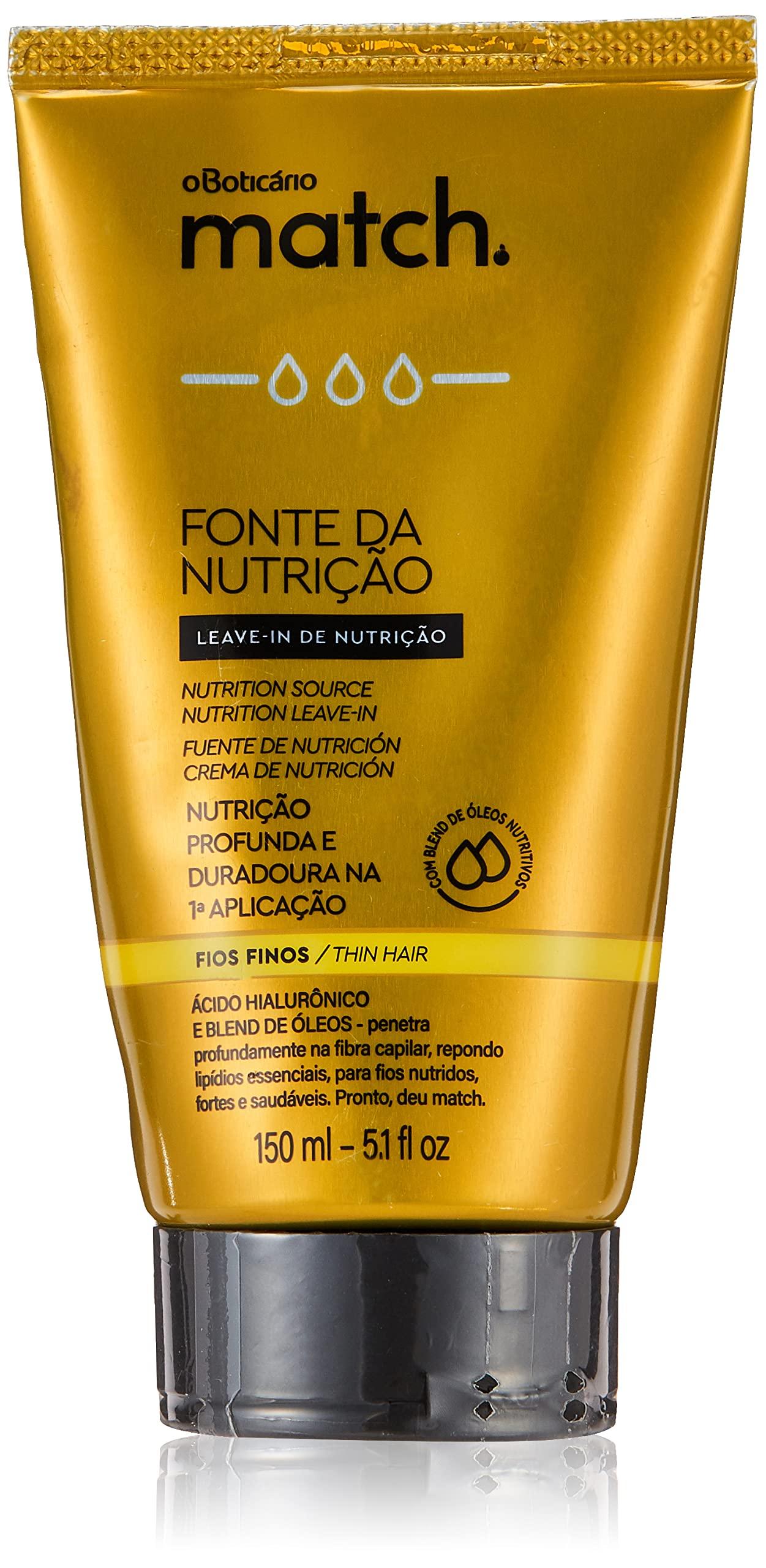 O BOTICARIO Boticario - Linha Match (Fonte de Nutricao) - Creme para Pentear Fios Finos 150 Ml - (Boticario - Match (Nourishing Fountain) Collection - Combing Cream For Thin Hair 5.1 Fl Oz)