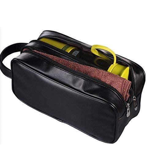 HappyDavid HappyDavid Soft PU Leather Zipped Travel Toiletry Bag Mens Ladies Supply Toiletry Bag Case(Black)
