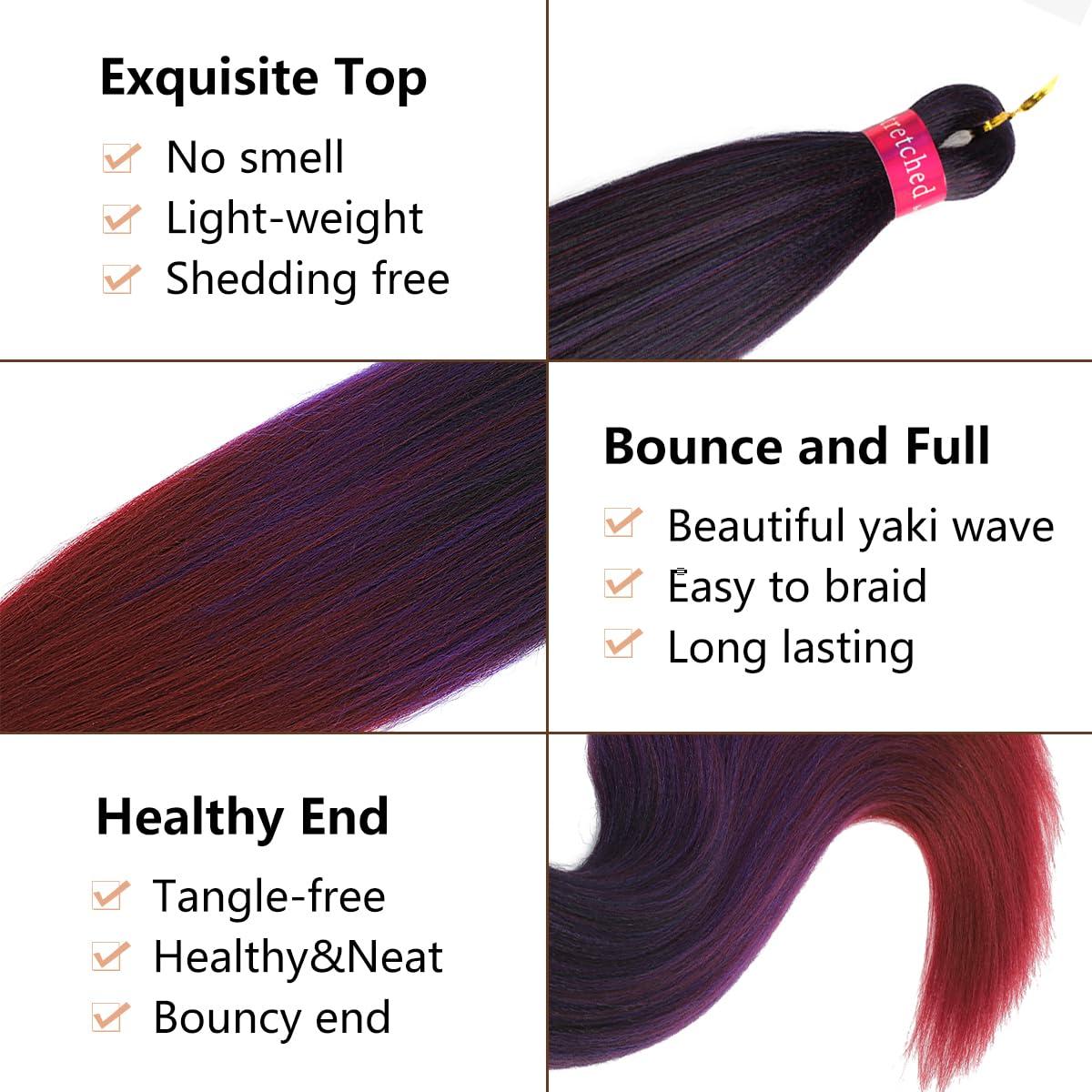 FAYETA Ombre Pre Stretched Braiding Hair, 28\'\'-3 packs Silky Color Blend Braid Hair Extensions, 100% Synthetic Crochet Hair Braids