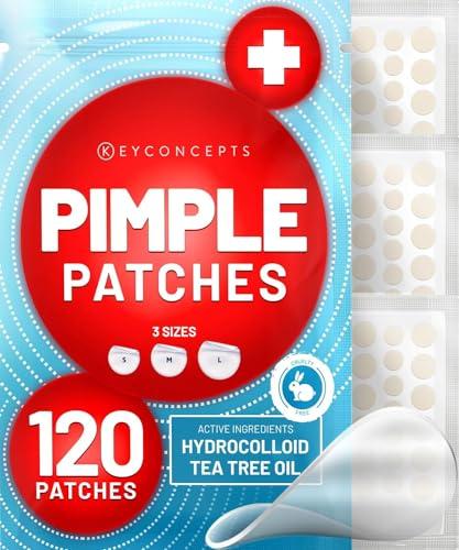 KEYCONCEPTS PatchRx Pimple Patches for Face (120 Patches), Hydrocolloid Acne Patches with Tea Tree Oil, Pimple Patch Pimple Stickers - Hydrocolloid Patch Acne Dots - Acne Pimple Patches For Face - Zit Patches