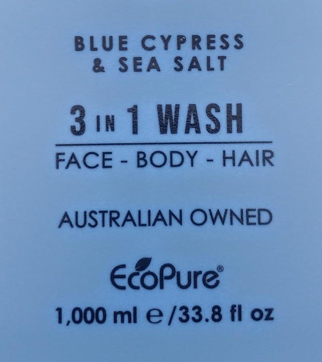 Ciroa Ciroa, 3 in 1 Wash, Blue Cypress & Sea Salt, Face-Body-Hair, 33.8 fl oz, 1,000ml Pack of One