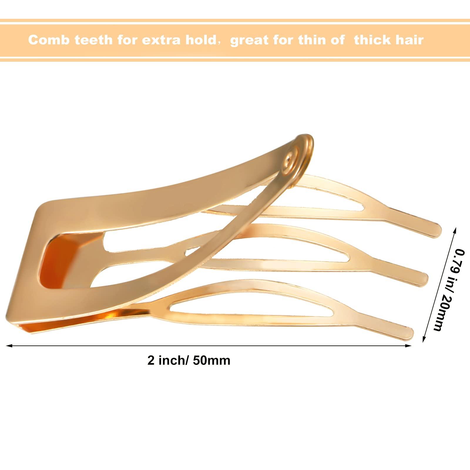 Chinco Chinco 24 Pcs Double Grip Hair Clips Metal Snap Clips Women Barrettes for Hair Making, Salon Supplies(Kc Gold,2 Inch)