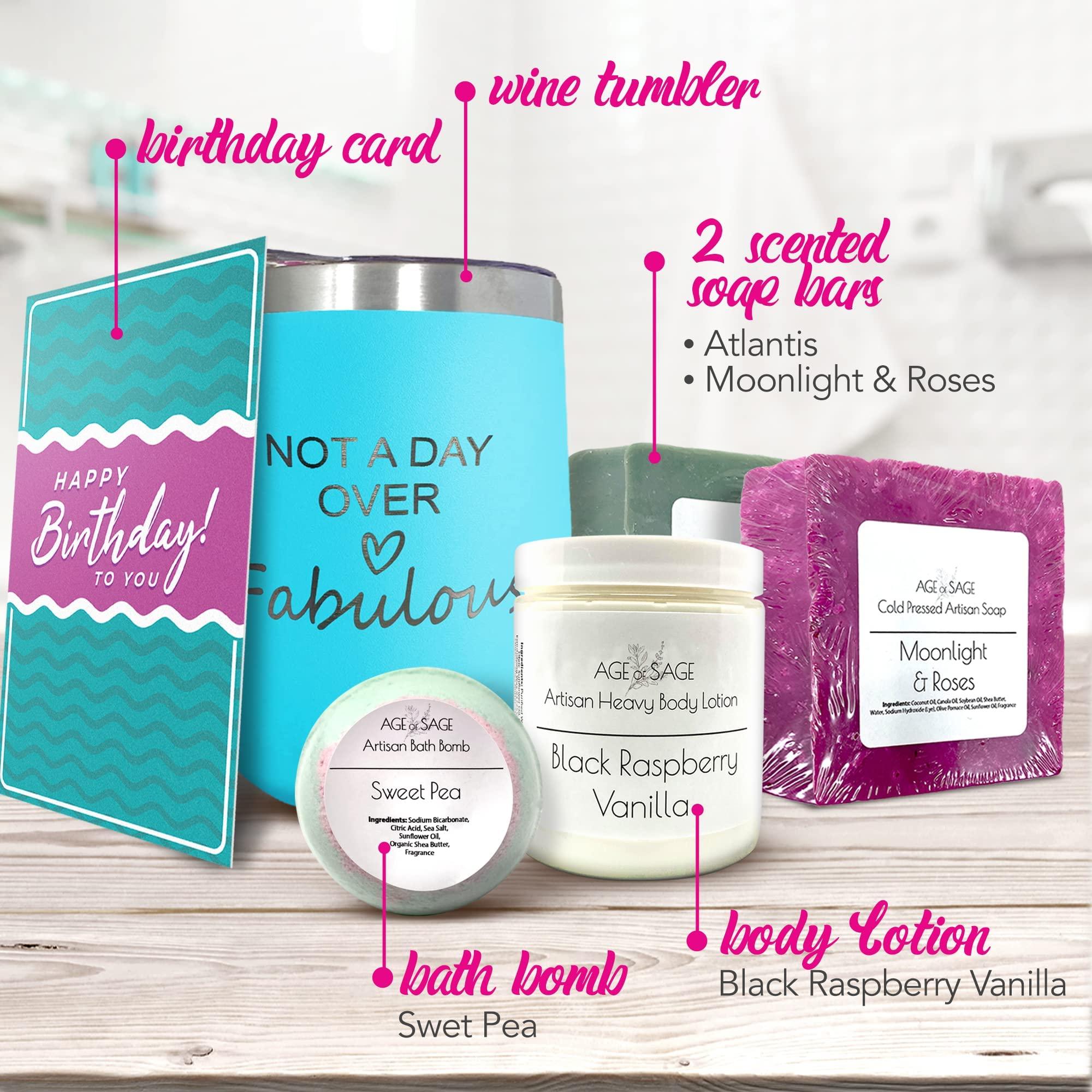 Age of Sage Fabulous Spa Gift Basket for Women - Self Care Basket, Relaxation, Pampering Gift for Girlfriend, Wife, Mom, Sister, Friends - Birthday Bundles, Mothers Day, Anniversary, Valentines Day Gift for Her