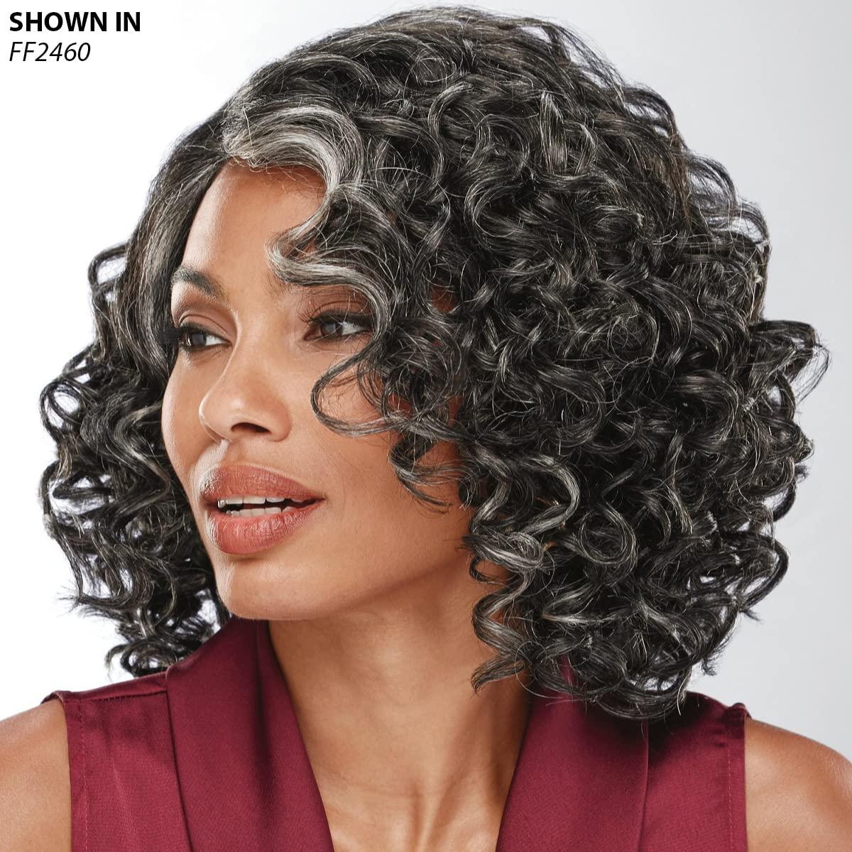 Especially Yours Especially Yours Tyra Wig Glamorous Shoulder-Length Wig with Voluminous Bouncy Corkscrew Curls, Natural-Looking Hand-Tied Lace Part/Runway Shades of Black and Black with Highlights