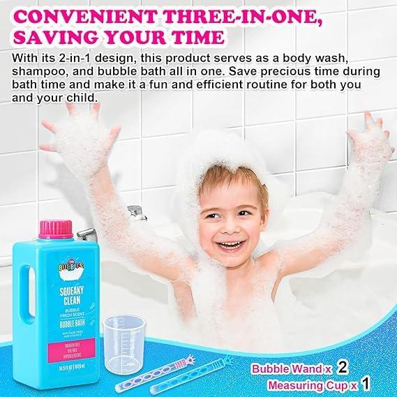 NinthAvenue Basics Baby Kids Body Wash and Shampoo Bubble Bath for Toddlers Kids Soap Sensitive Skin Hypoallergenic with Aloe Vera and Vitamin E Squeaky Clean Fresh Scent 34.5 Fl.Oz. KIT WITH 3 UNITS