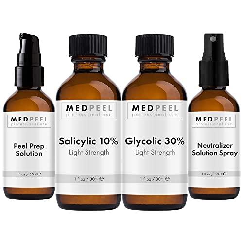 Medpeel MedPeel Light Strength Chemical Peel Set - with Alpha & Beta Hydroxy Acid Face Peel for all Skin Tones - 10% Salicylic 30ml/1fl oz, 30% Glycolic