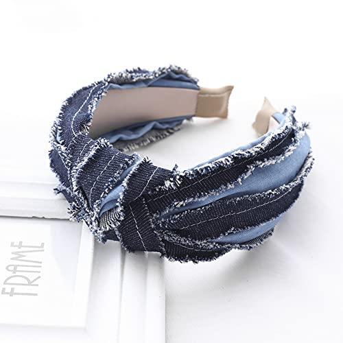 Xiaocao8 Xiaocao8 2/3 pcs Jean Denim Headbands for Women and Girls Knot Hair Bands Cloth Knotted Blue Headbands, Fashion Headwear for Women, Mujer Hair Accessories (3pcs)