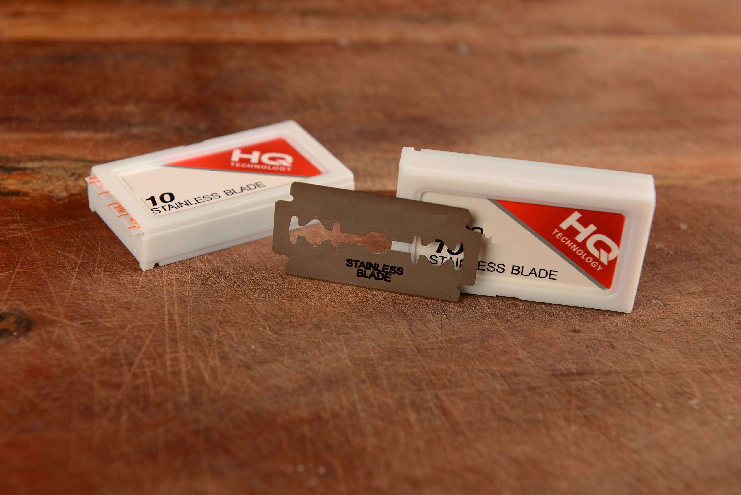 EcoQuality Mens Safety Razor Blades for Shaving - Double Edge Stainless Steel Razor Blades - Platinum Stainless Steel Double Edge Razor Blades - Precise, Smooth, Clean Shave and Barber Shops (50)