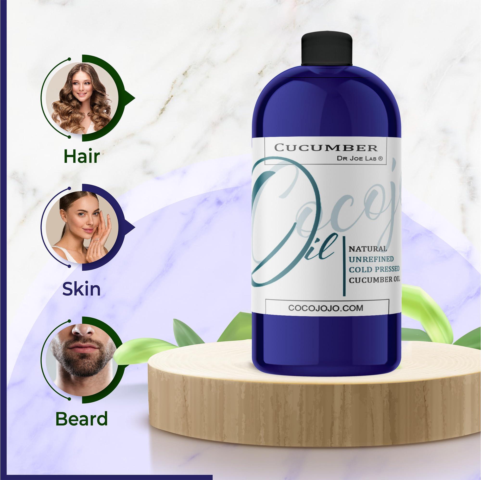 Dr Joe Lab Dr Joe Lab Cucumber Seed Oil - Pure, Unrefined, Cold Pressed, Undiluted, Non-GMO, Virgin Carrier Oil for Skin, Hair, Nails, Body, Face, Beard - 32 Ounces - Nourishing Hydrating Moisturizing Bulk