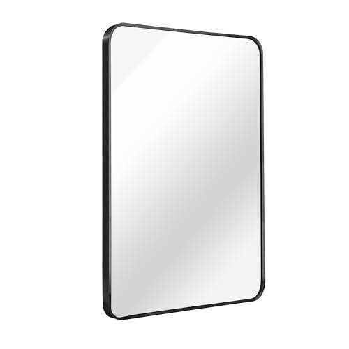QiMaieeUSA Black 22x30 INCH Metal Rectangle Barhroom Mirror