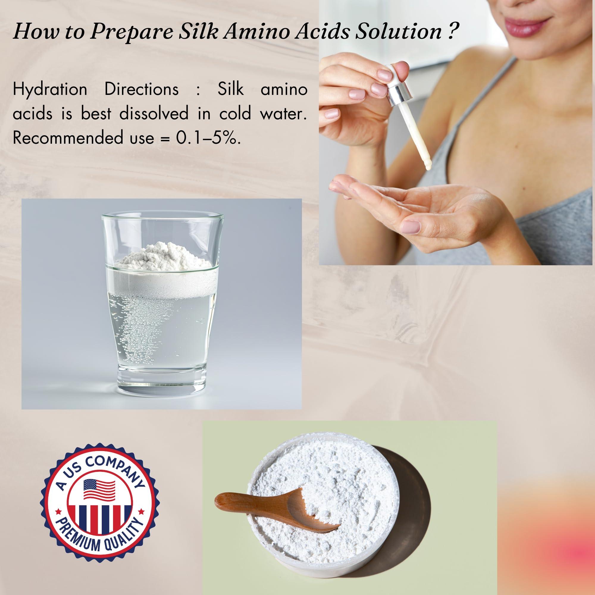 Naples Cosmeceuticals Hydrolyzed Silk Amino Acid Powder Cosmetic Grade for Hair Skin Nails Moisture Retention 100% Pure Use in Formulations or Add to Your Favorite Products (2 oz)