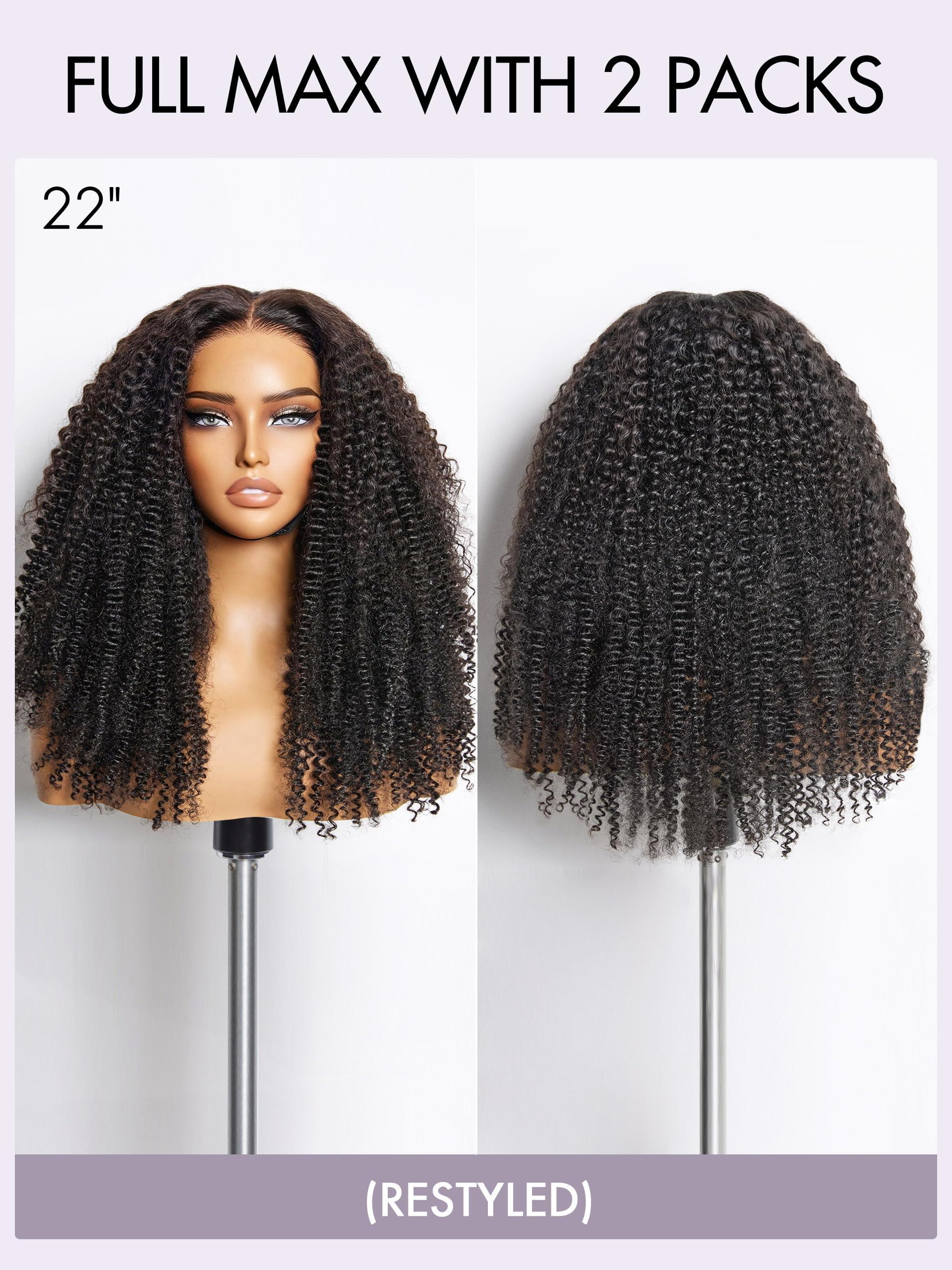 LUVME HAIR LUVME HAIR Curly Clip in Hair Extensions Fullness with 1 Pack, 16inch 135g 9pcs Natural Black Kinky Curly Human Hair Clip ins for Women