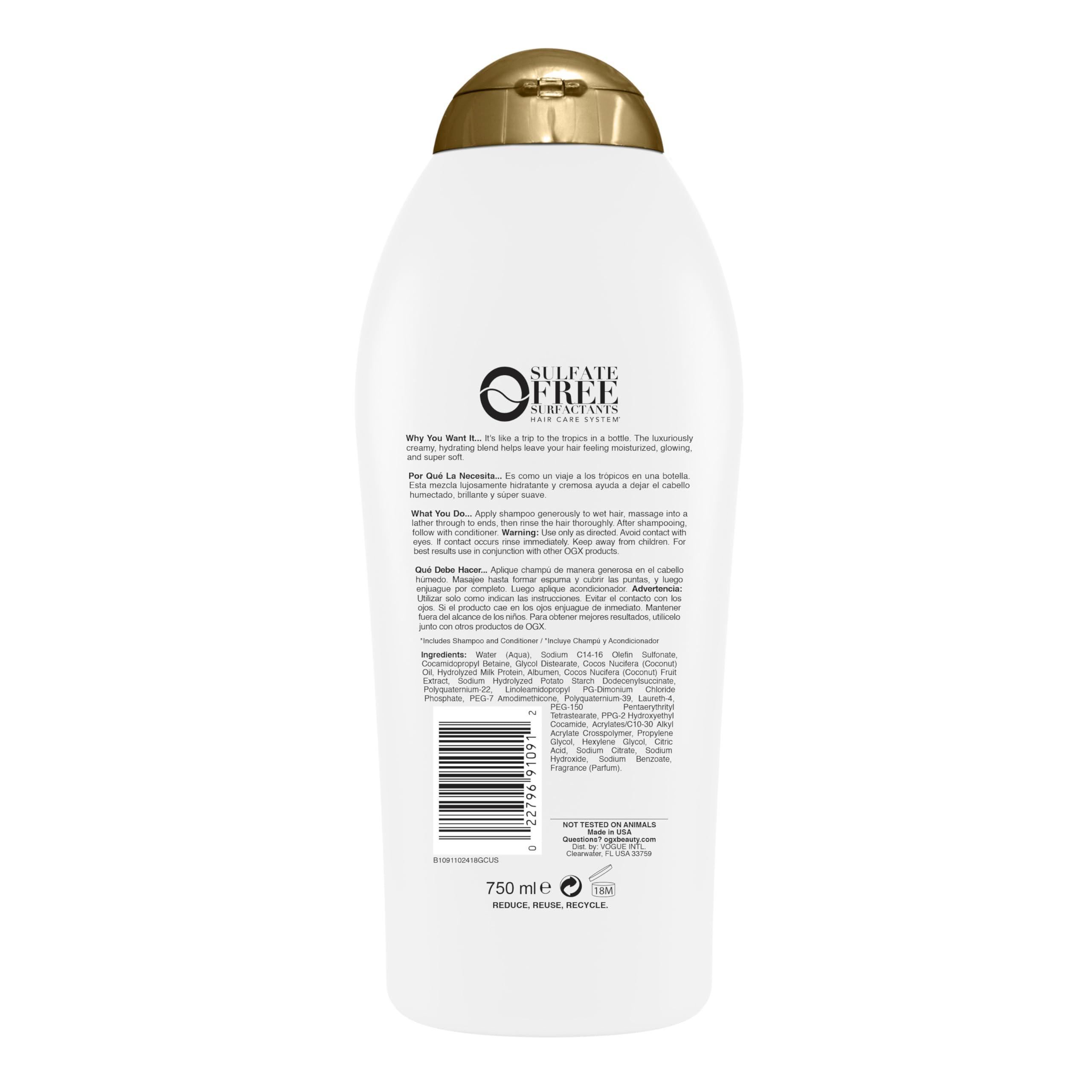 OGX OGX Nourishing Coconut Milk Shampoo for Strong, Healthy Hair - With Coconut Oil, Egg White Protein, Sulfate & Paraben-Free - 25.4 fl oz (Pack of 2)