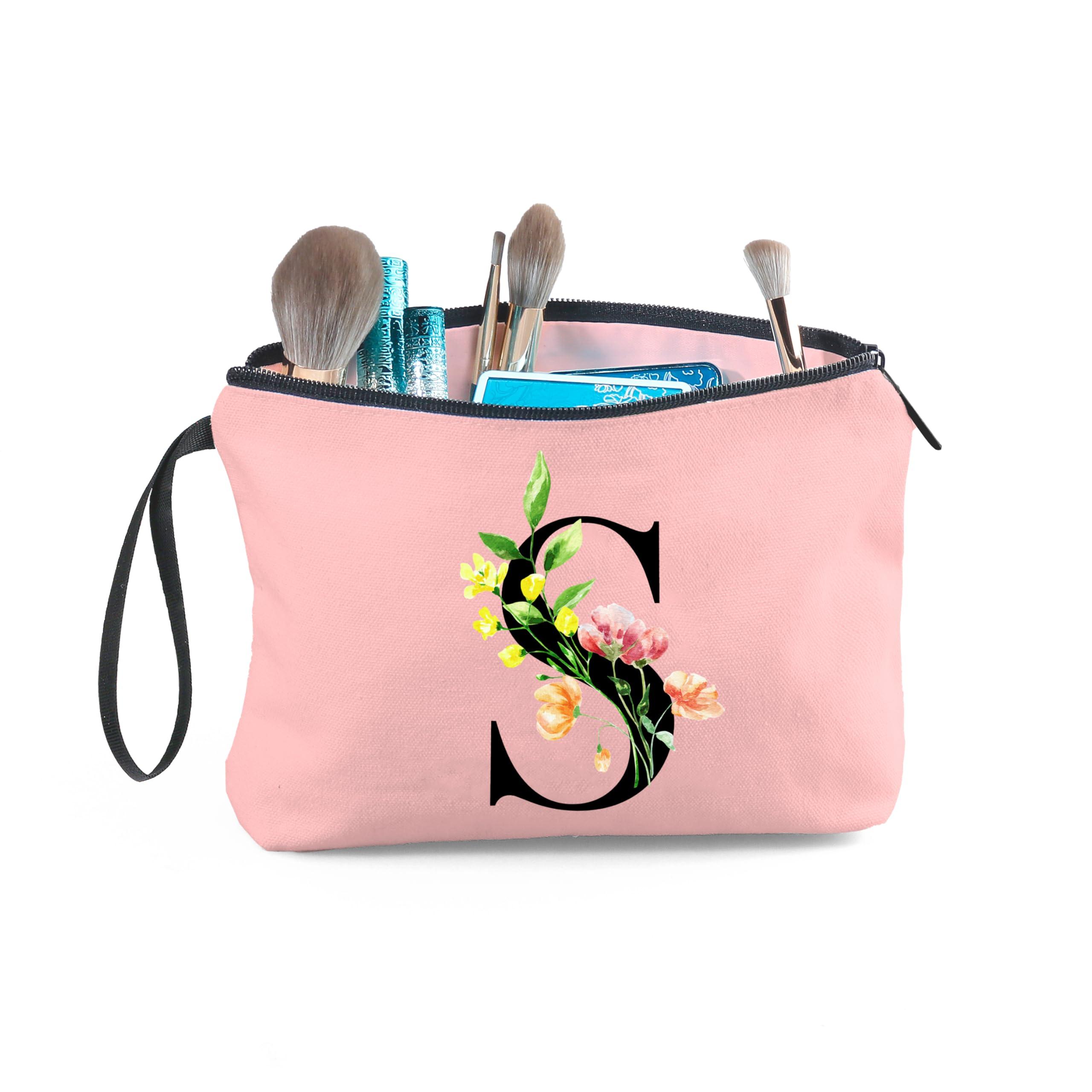 SEAMOON SEAMOON Gifts for Women Birthday Unique, Makeup Bag, Gifts for Mom Birthday, Bride to be Gifts,Bridal Shower Gift, Initial Gifts for Women,Cosmetic Bag with Mirror,Mother\'s Day Gifts,S