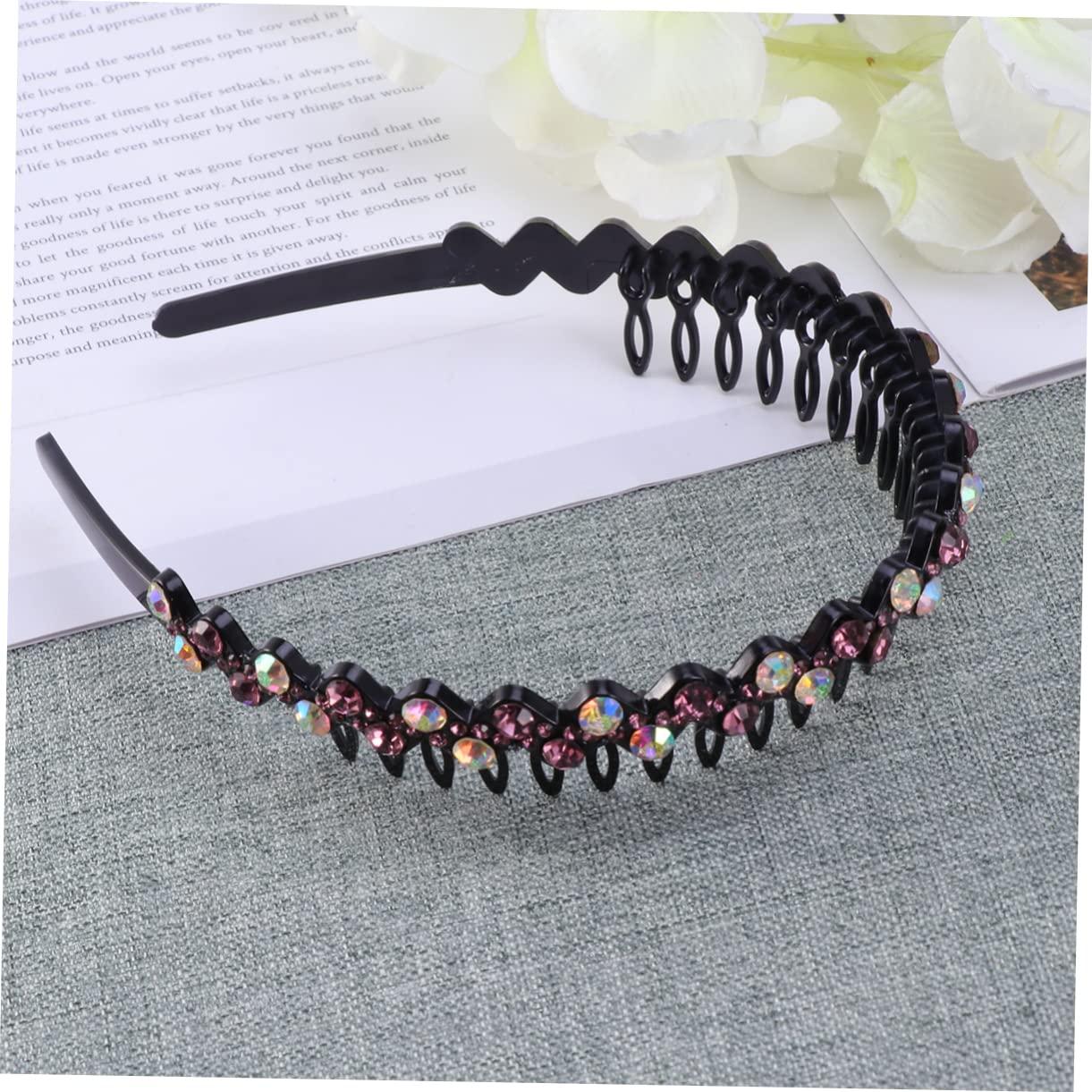NOLITOY NOLITOY Toothed Hair Crystal Teeth Comb Headband Wave Hair Accessories for Women and Purple + AB Stylish Hair Beauty Tools for Everyday Use