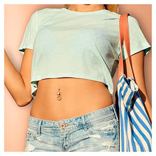 Satix Satix Belly Piercing Kit - 14G Titanium Belly Button Ring 7/16" 8mm and 5mm Gem Ball Navel Ring with Navel Piercing Needle, A-lcoholPad, Gloves, Forceps Clamp Tool Kit for Women Men