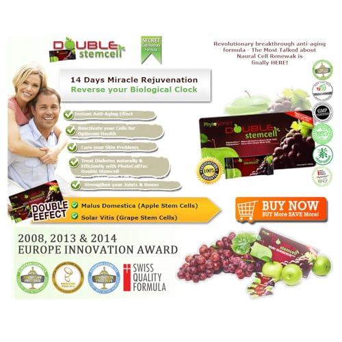 phytocelltec 7 Packs Phytoscience Double Stem Cell Anti Aging Acne Treatment Supplement Acai Berry Extract Blueberry Reduce Wrinkles Pores Pimples Fine Lines Skin Texture (14 Sachets/pack)