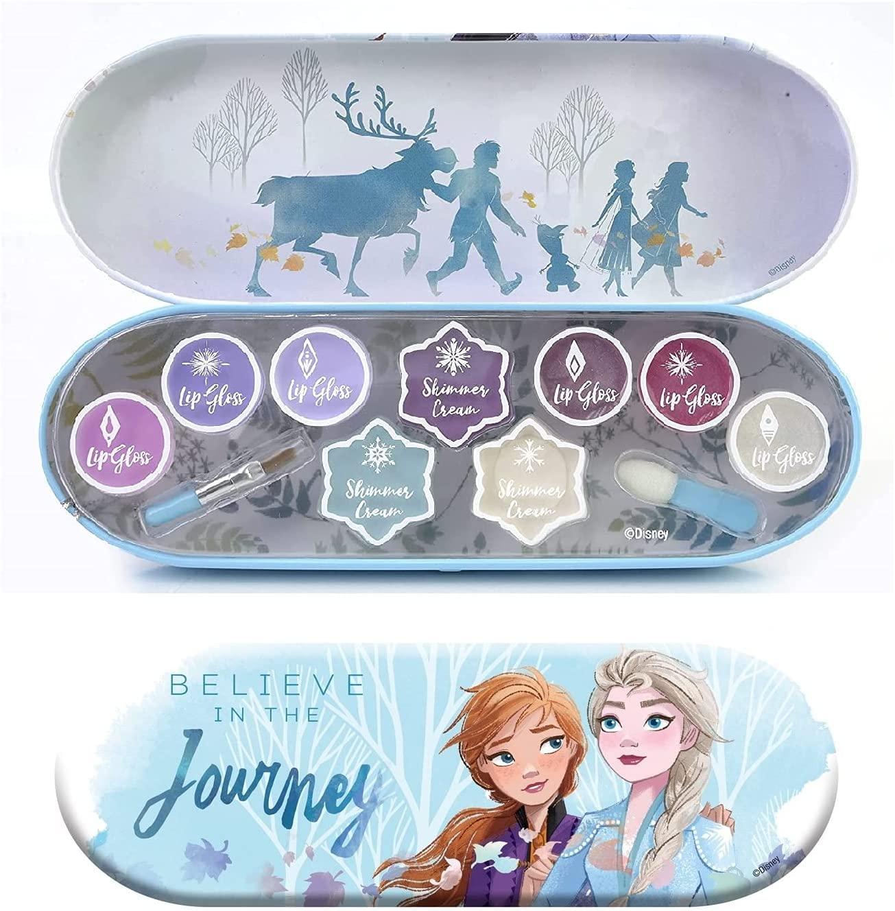 Markwins Markwins Disney Frozen Adventure Lip and Face Tin - Tin Canister with 11-Pops of Colour and Accessories for Lips and Face - Makeup Set for Kids - Gift for Girls