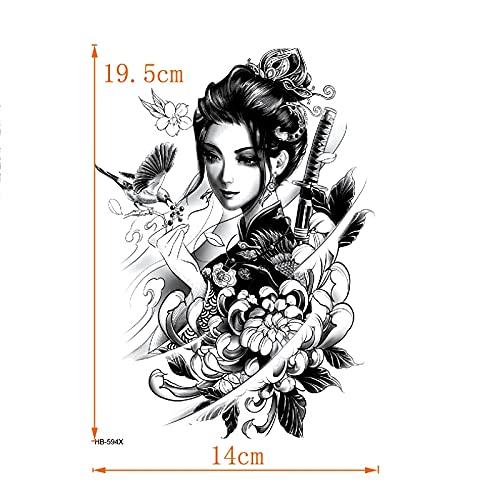 HTDZDX Female Warrior with Sword Waterproof Temporary Tattoo Sticker Tatuajes Tatoo Sleeve Henna Tattoo Decals Body Art Stickers (Color : Hb594x)