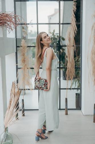 Signare Signare Tapestry Crossbody Bag Shoulder Purse for Women In William Morris Tree of Life in Red (XB02-ART-WM-TLRD)