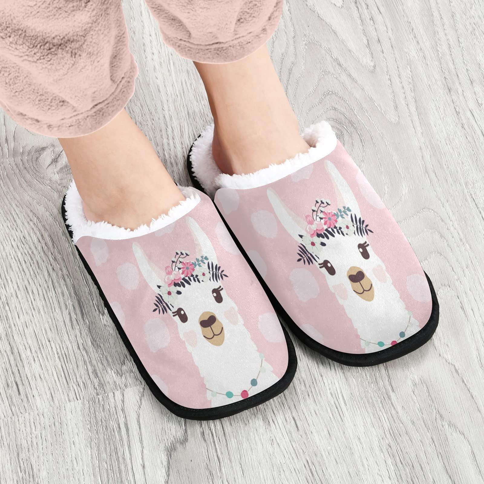 Umidedor Umidedor Llama Pink Slippers For Women Girls, Soft Memory Foam Non-Slip Indoor House Slippers Home Shoes For Bedroom Hotel Travel Spa