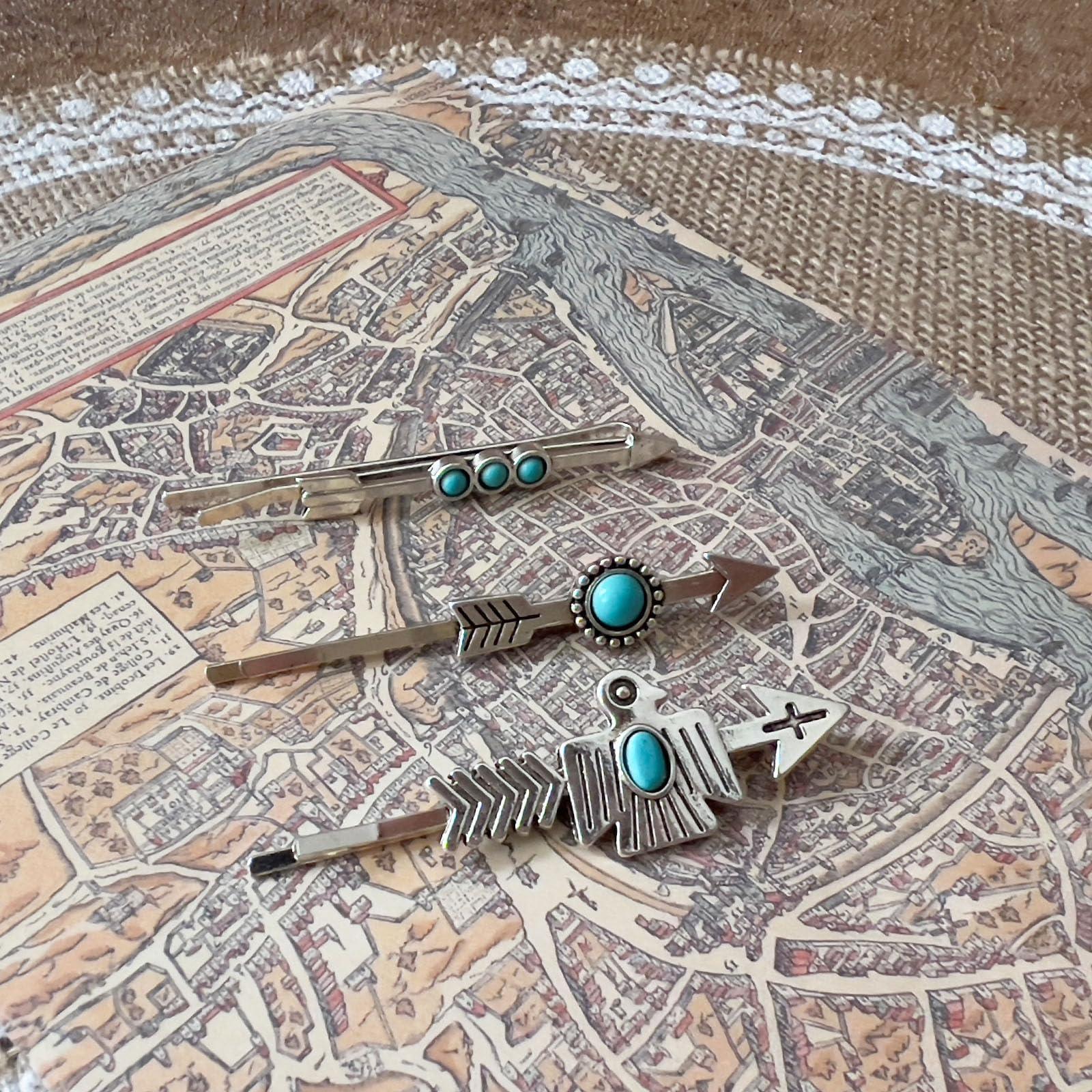 KOVOLITU KOVOLITU Women\'s Western Turquoise Hair Clips Set of 6 Decorative Bobby Pins Boho Hair Barrettes-Flash