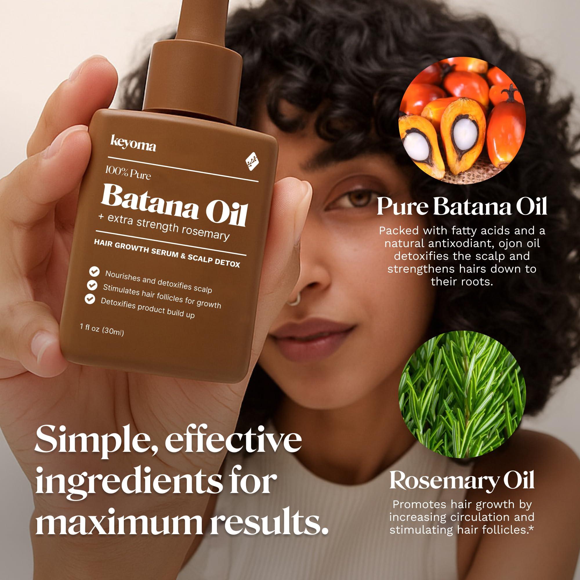 Keyoma Keyoma - Batana Oil with Rosemary for Hair Growth - Nourish Scalp & Detox for Strong & Healthy Hair, 100% Organic Batana Oil from Honduras with Rosemary - Reduce Hair Loss & Detox Your Scalp (60 mL)