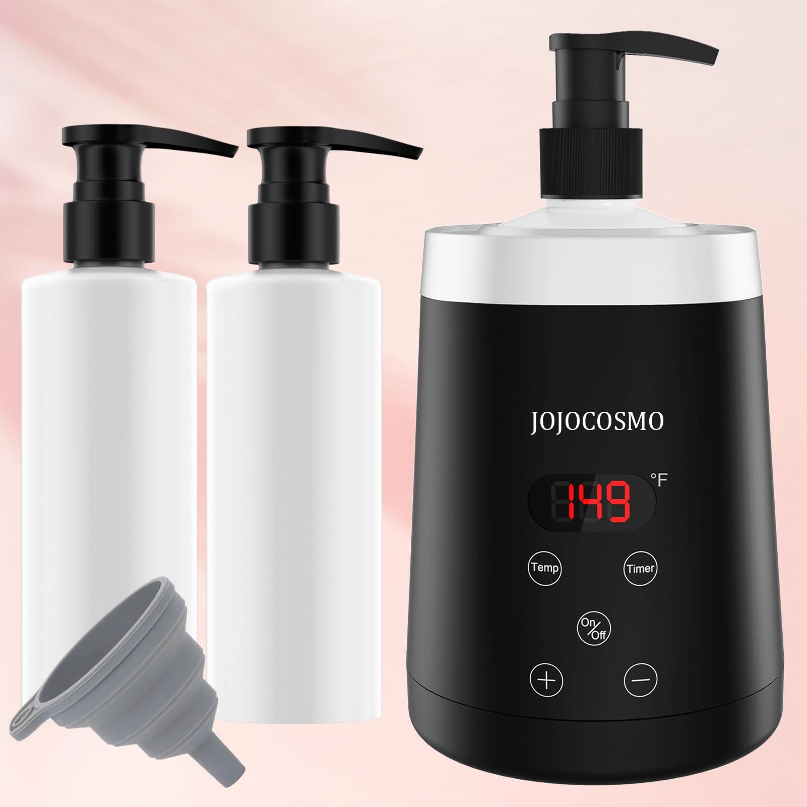 JOJOCOSMO JOJOCOSMO Massage Oil Warmer Bottle Professional Massage Lotion Heater for SPA, Automatic Warmer Heated Oil Lotion Cream for Salon, Home, with Two Oil Bottle Dispenser (White)