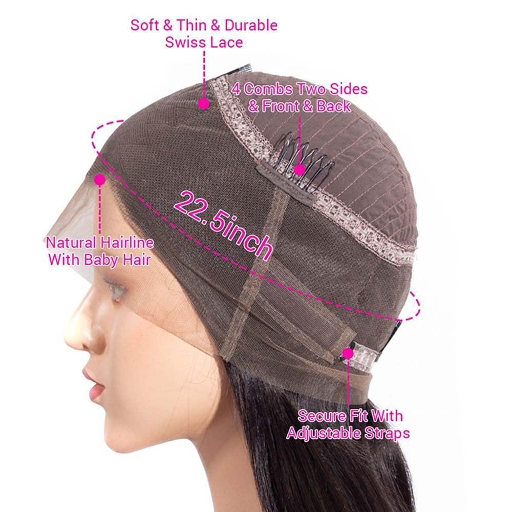 oulaer 360 Lace Frontal Wig Human Hair Silky Straight HD Transparent Lace Front Wig For Women Pre Plucked With Baby Hair Glueless Brazilian Remy Hair Natural Black Wigs Bleached Knots 150% Density 22Inch