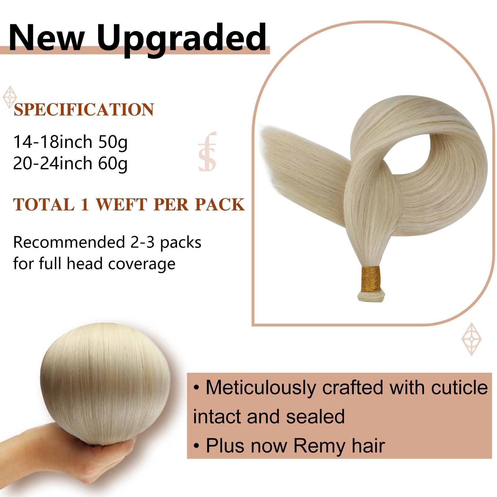 Full Shine Full Shine 24 Inch Hair Extensions Real Human Hair Sew In Hand Tied Weft Hair Extensions Human Hair Sew In Weft Extensions Remy Hair Genius Weft Human Hair Extension Straight Hair 60G 24 Inch