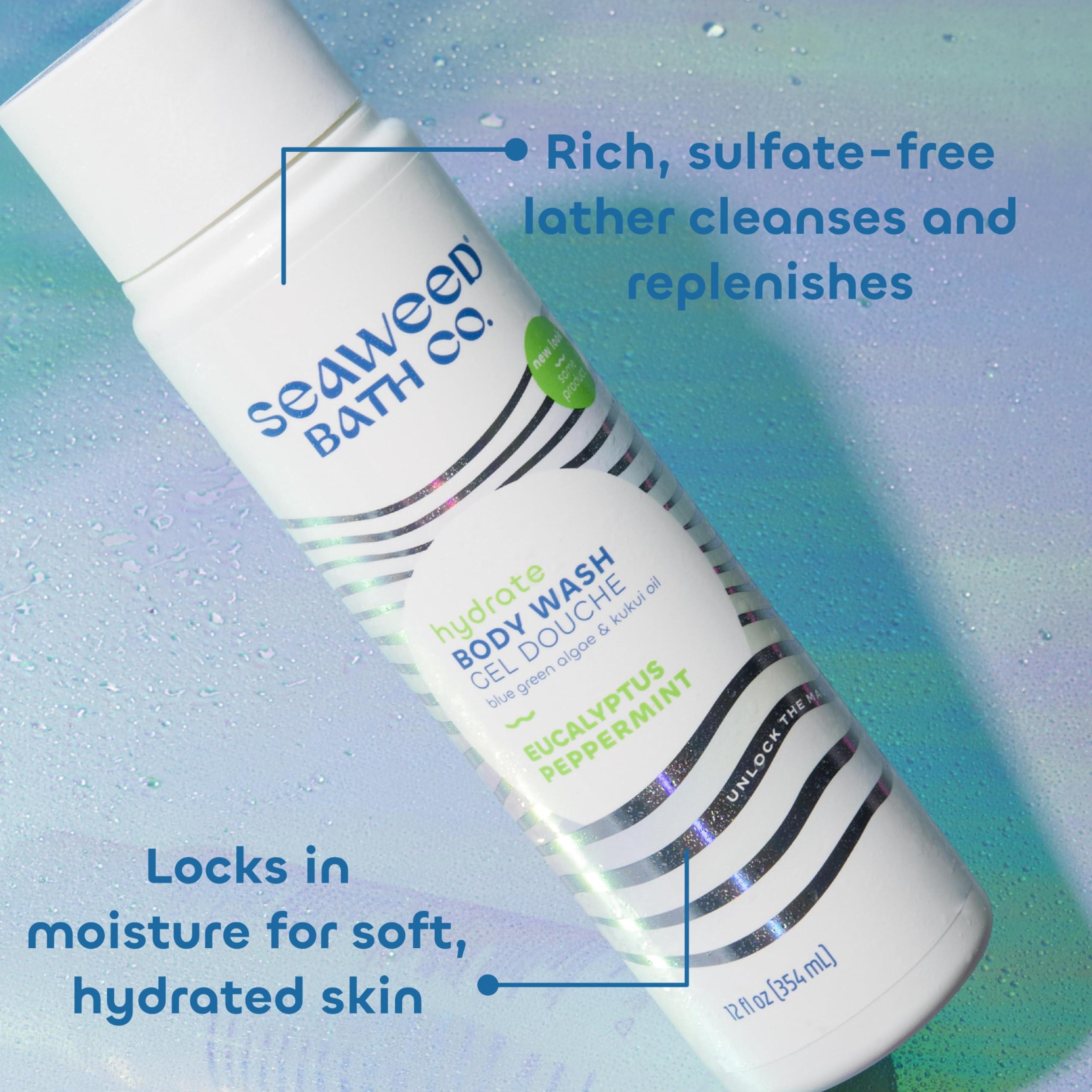 The Seaweed Bath Co. Seaweed Bath Co. Hydrate Body Wash, Eucalyptus Peppermint Scent, 12 Ounce, Shower Gel for Men & Women, Vegan, Paraben Free, Sulfate Free, Cruelty Free