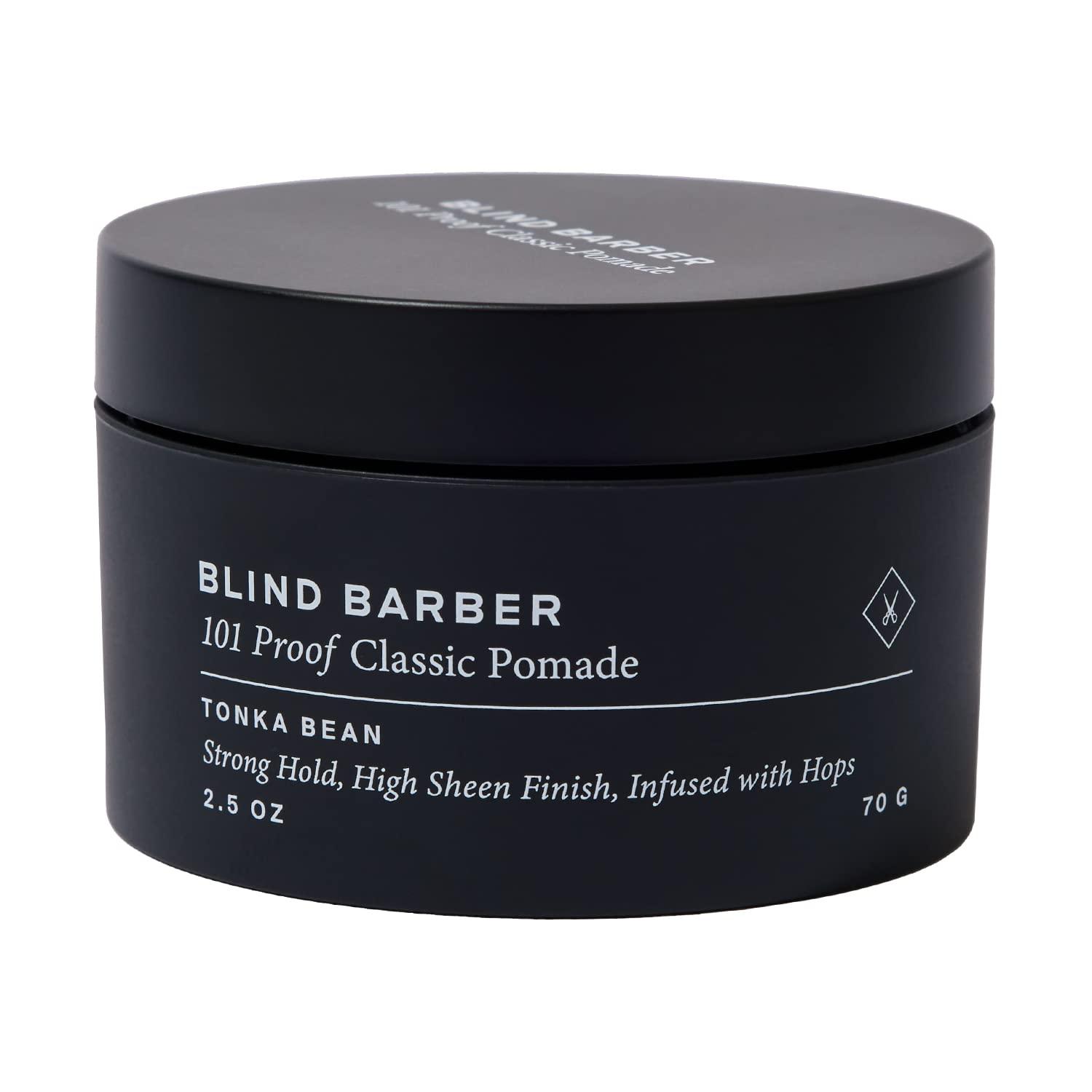 Blind Barber Blind Barber 101 Proof Classic Hair Pomade for Men - Malleable Water Based Pomade, Strong Hold & High Shine - Easy to Use Mens Hair Product for Everyday Styling - (2.5 Oz)