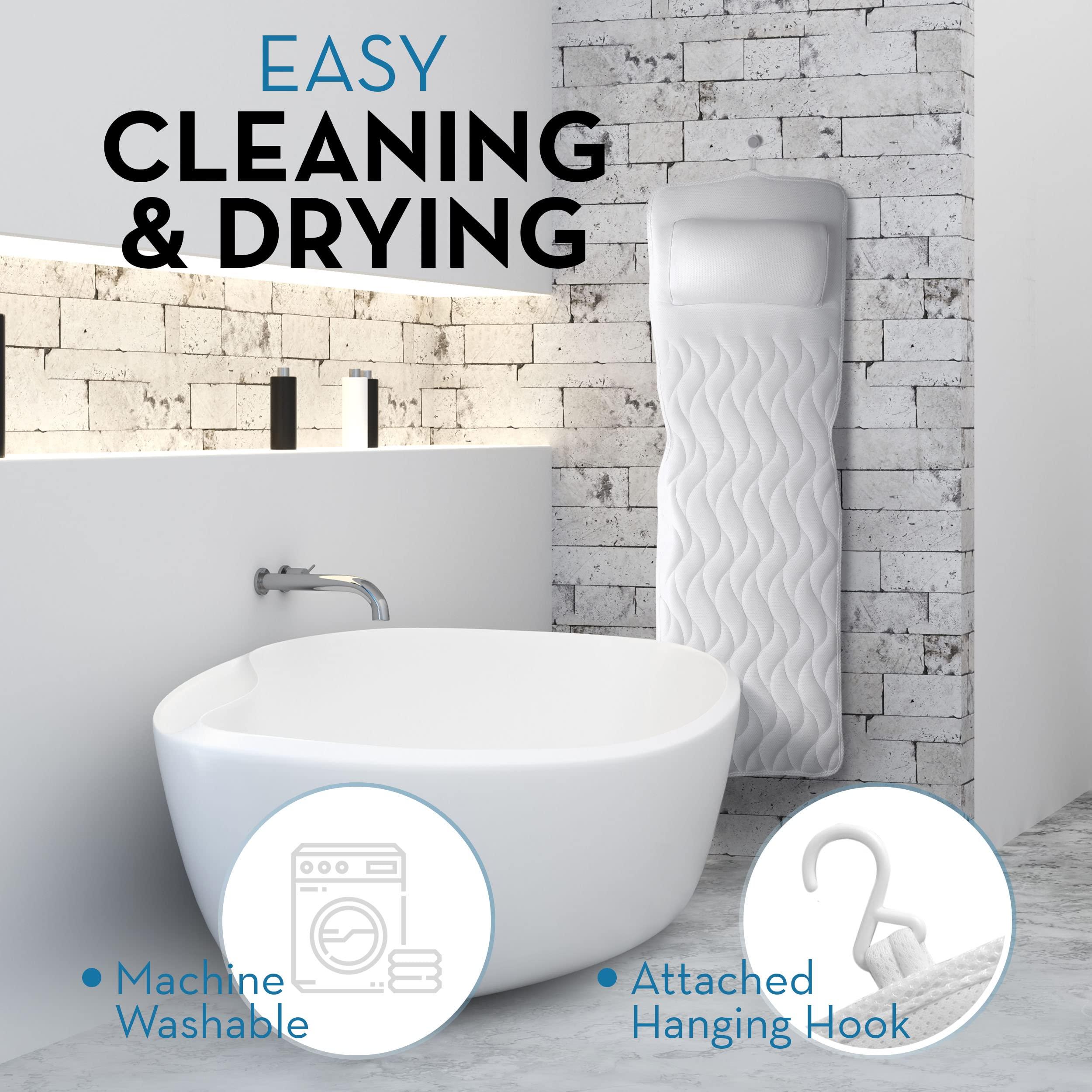 BASIC CONCEPTS BASIC CONCEPTS Full Body Bath Pillow, Bathroom Tub Thick Pillow for Neck and Back Support, Extra Thick Bathtub Cushion & Bathtub Pillow Headrest, Bathtub Accessories for Women Men, 22 Suction Cups