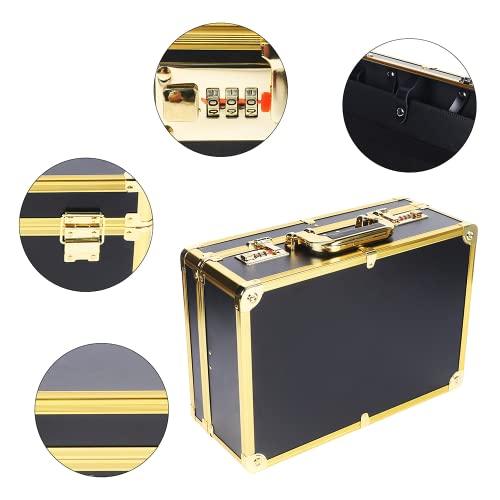 Fetcoi Fetcoi Barber Case Barber Carrying Case, Portable Hairdressing Tool Storage Barber Suitcase Barber Tool Box with Lock for Scissors Clippers Barber Supplies (Gold)