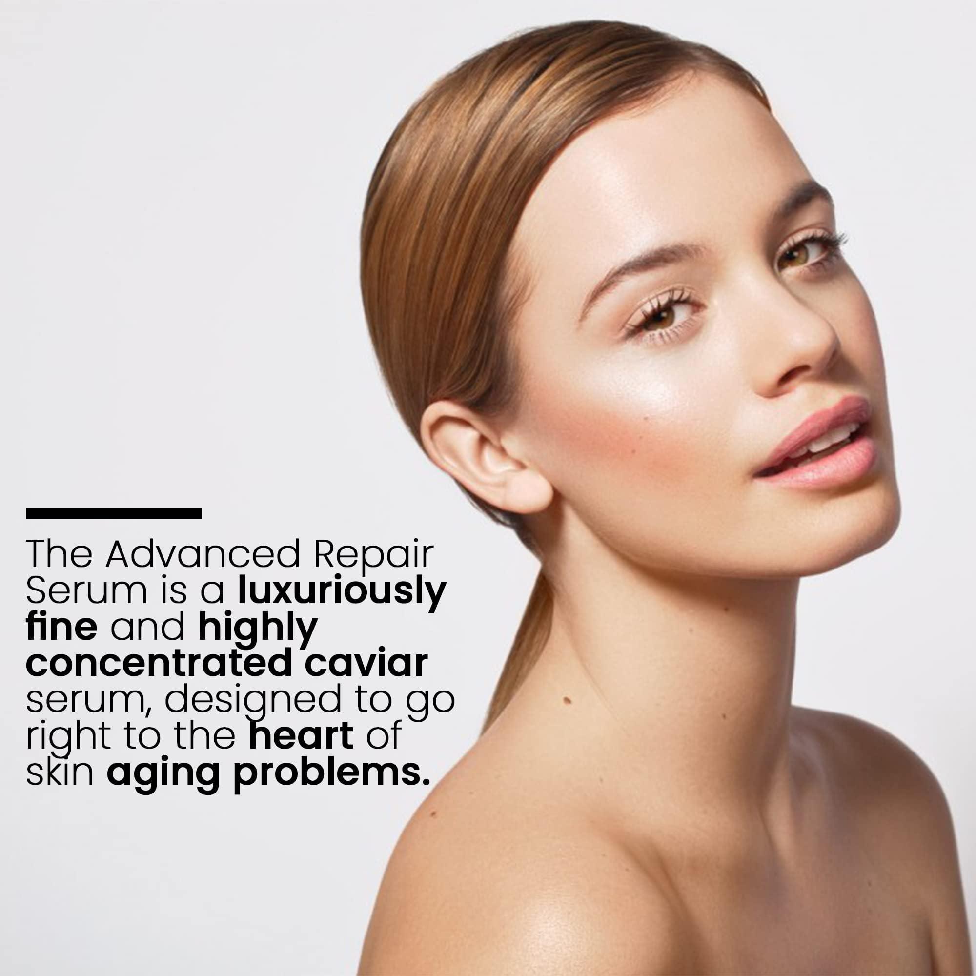 CAVIAR OF SWITZERLAND Caviar Hydrating Extract Face Serum - Advanced Repair Serum for Anti-Aging, Facial Lifting & Firming Effect, Removes Wrinkles & Fine Lines | Glowing Skin with Vitamin E & Reduced Dryness (30ml)