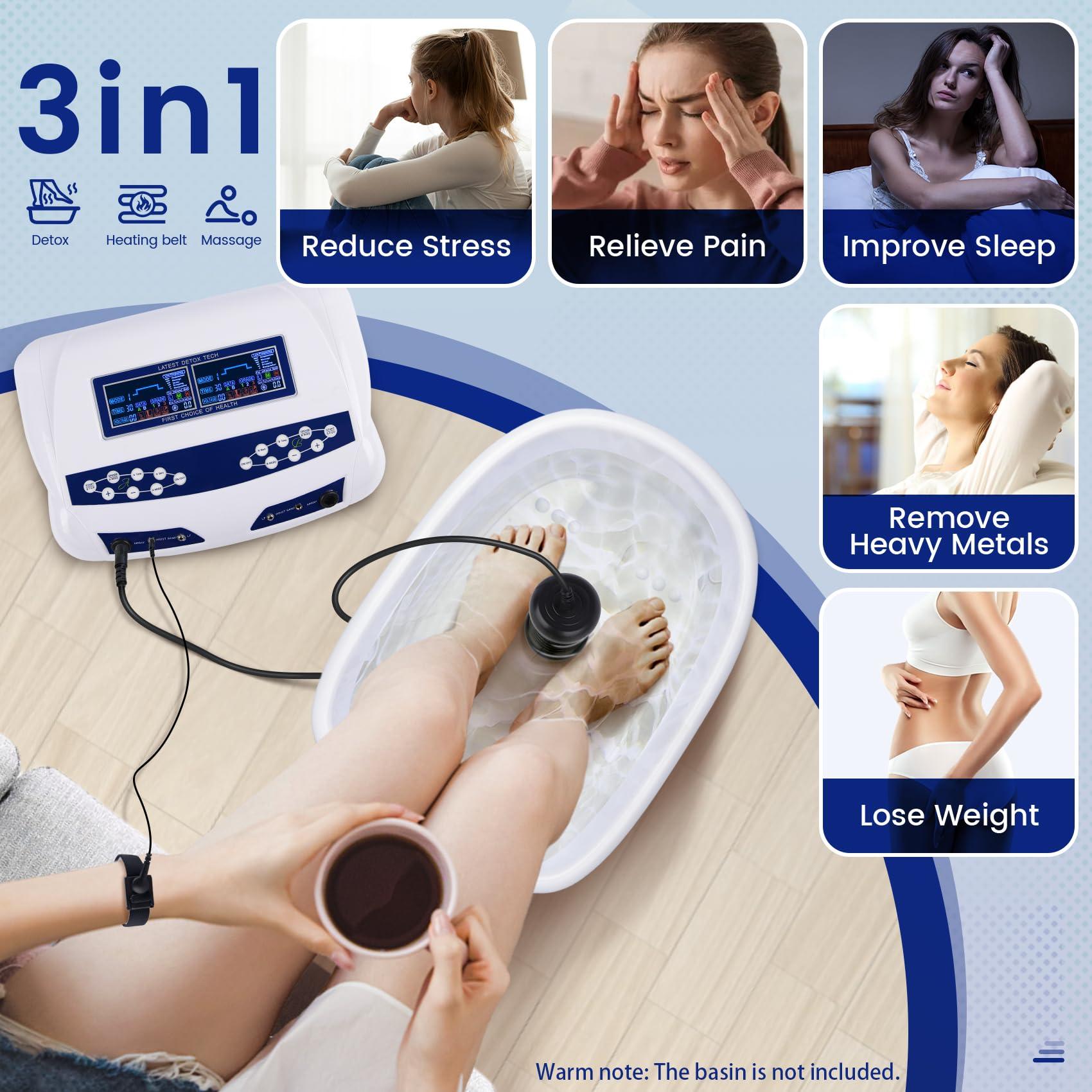 LeCuag Ionic Foot Bath Detox Machine, Professional Ion Cleanse Dual Ionic Detox Foot Bath Spa Ion Spa Chi Cleanse System for Home USE, 8 Mode Foot Spa Detox, Far Infrared Belt