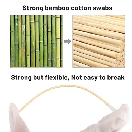 PINGMIC 1000PCS 6 inch Long Cotton Swabs - 100% Cotton Swabs with Wooden Sticks - Lint Free, Highly Absorbent Cotton Tipped Applicators for Makeup, Gun Cleaning, Pet Care