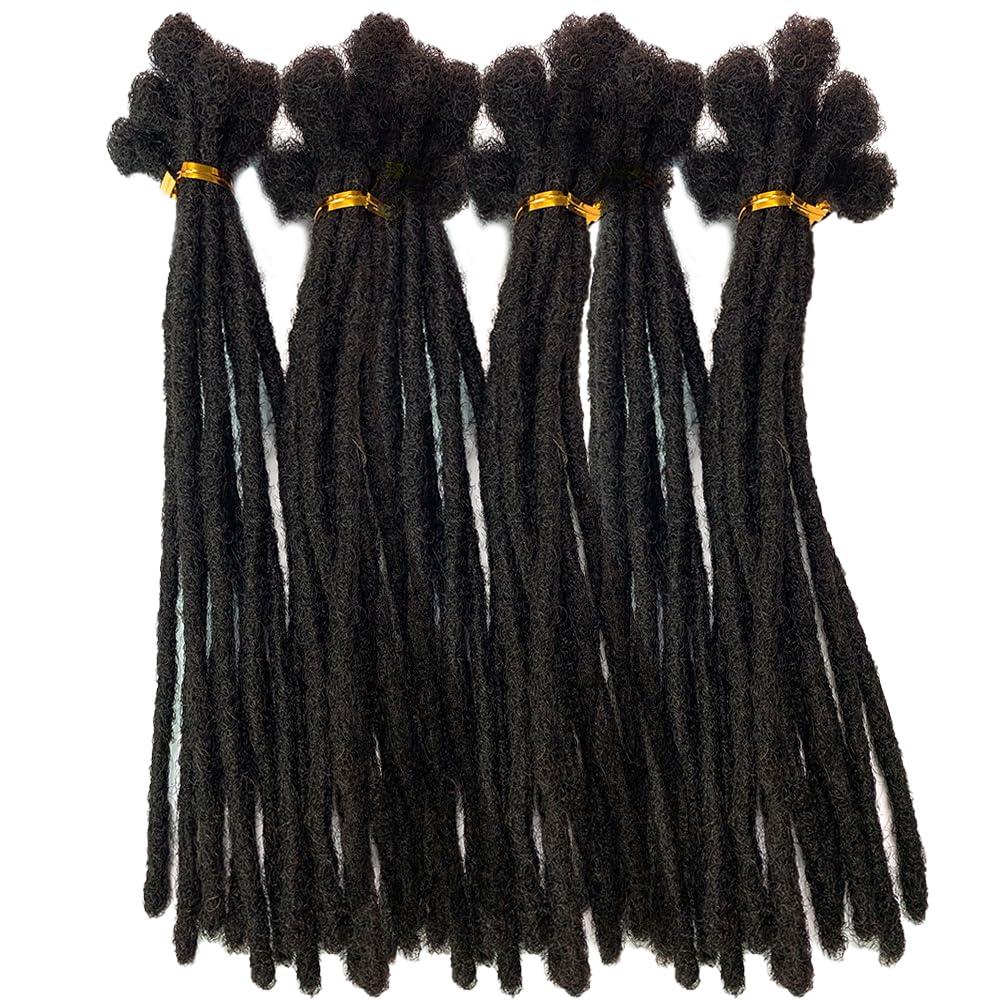 LuxeLocksPro Human Hair Loc Extensions for Man/Women,Permanent Dreadlock Extensions Natural Black 1B (10 Dreads/Bundle)