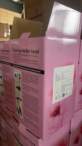 Pykisfp Mannequin Head with 60% Real Hair, Hairdresser Practice Training Head Cosmetology Manikin Doll Head with 9 Tools and Desktop Stand, Air Cushion Comb,Makeup On (Brown)