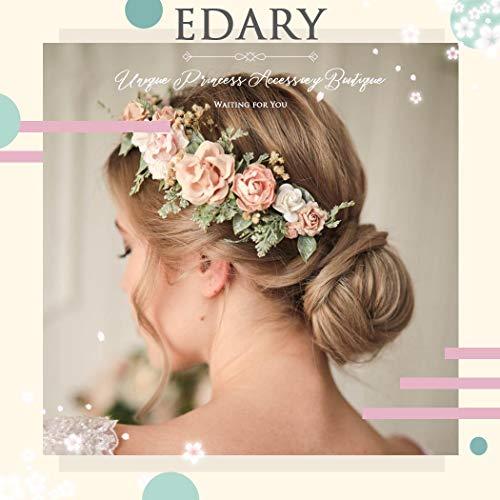 Edary Edary Boho Flower Headband Wedding Wreath Garland Floral Wrist Band for Women and Girls(2PCS) (White)