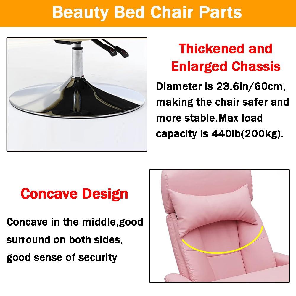 INTBUYING INTBUYING Pink Facial Beauty Bed Chair Air Pressure Lifting Massage Bed Spa Table Salon Chair 360 Degree Rotating Adjustable Beauty Bed Chair for Beauty &Home Office Chair Load Capacity 440LB