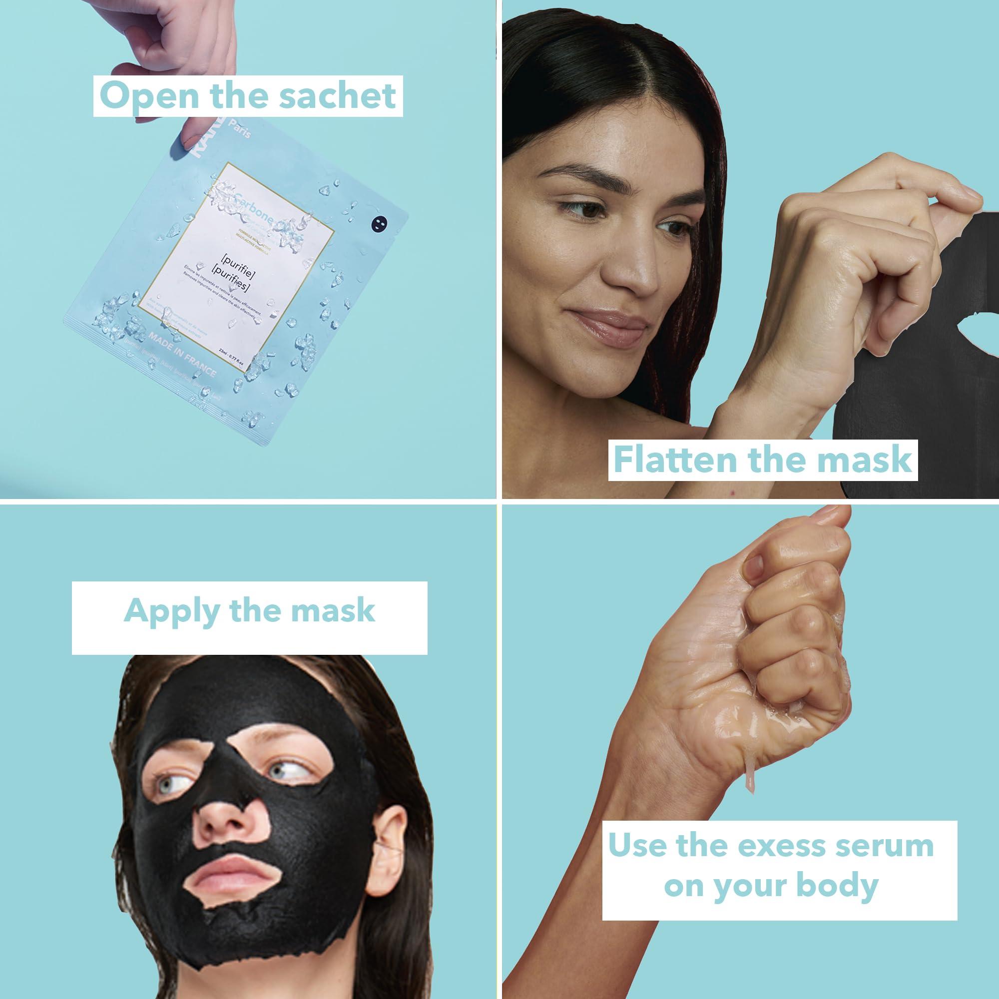 RARE Paris RARE Paris - Carbone Glac - Purifying Carbon Black Facial Sheet Mask - Cleanses & Tightens - With Hamamelis & Mallow - Purifying, Firming & Revitalizing - Multi-Active Serum Formula - 1 Pack